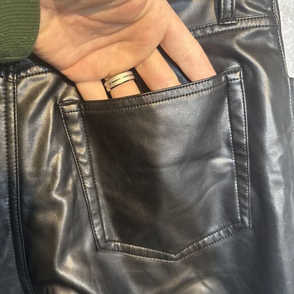 Abercrombie & Fitch Straight Ultra High Rise Vegan Leather Pants Sz 31/12 VTG - Picture 12 of 13